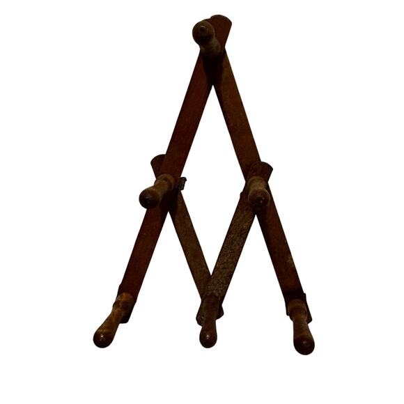 Unique small peg rack wood wooden Japan wall hanging 6-peg v-shaped expandable - Picture 8 of 9